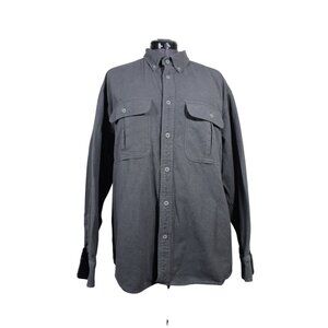 Cabela's men's‎ gray deerskin soft cotton chamois button down long sleeve shirt